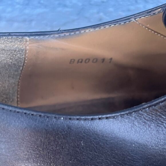 Louis Vuitton Mens Black Leather Lace Up Shoes LV Size 7.5 US 8.5 square toe - Picture 13 of 16